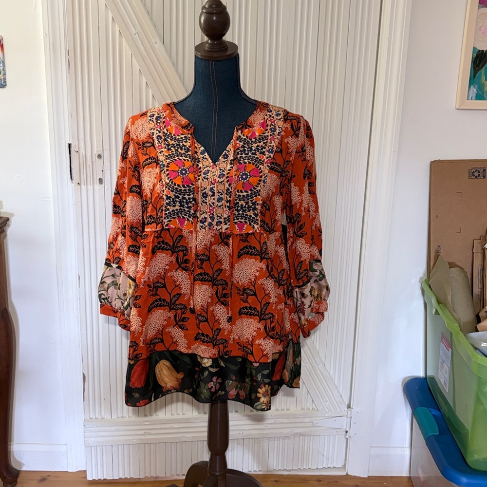 John mark boho style blouse size small NWT